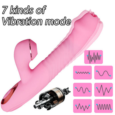 Chauffage télescopique d'oscillation de &lt;50db de lapin de vibrateur de stimulateur clitoridien rose de lapin