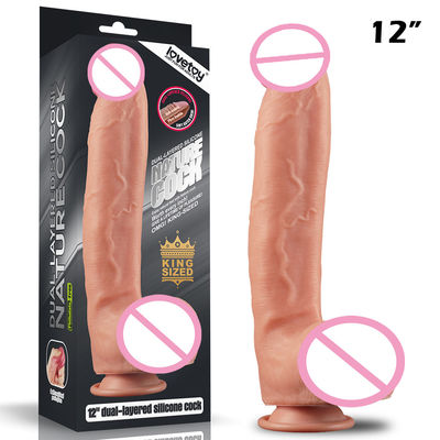 Doubles godemichés de silicone de couche 12&quot; masturbation femelle de pénis réaliste énorme